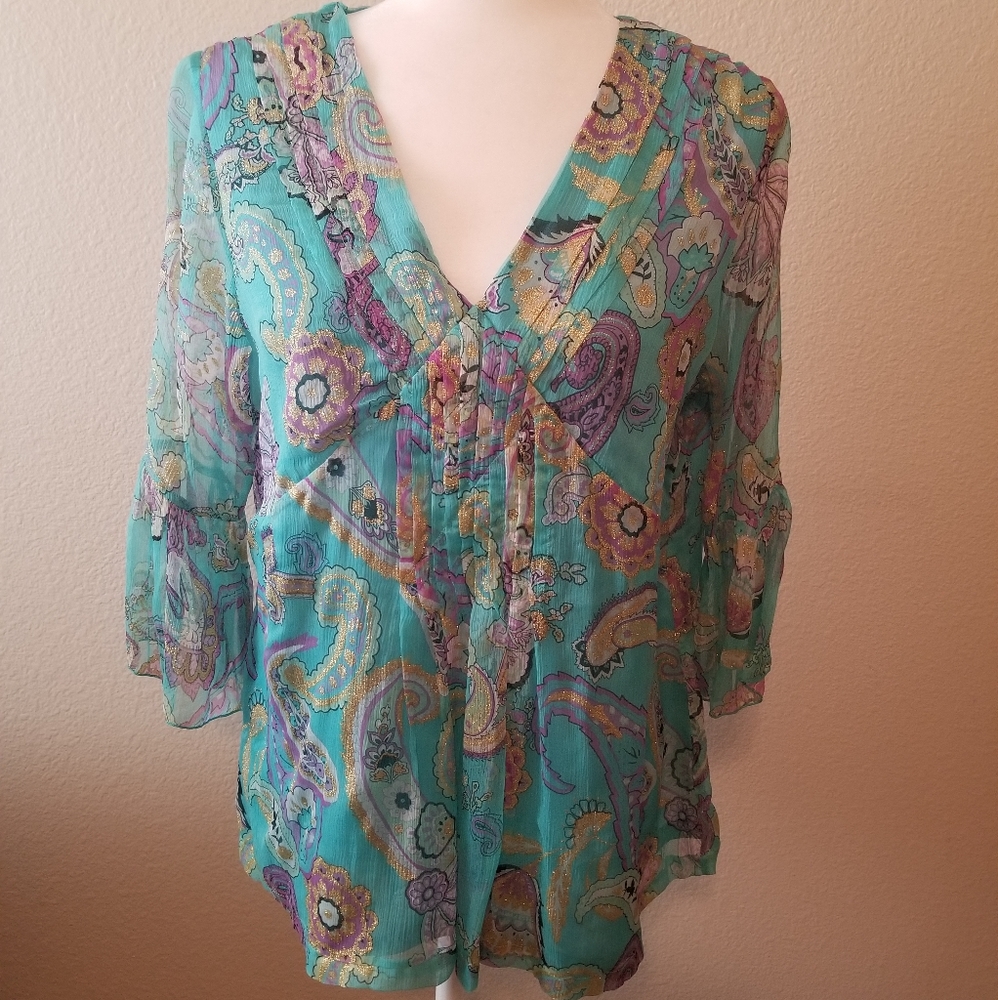 Coldwater Creek Paisley Fancy Blouse